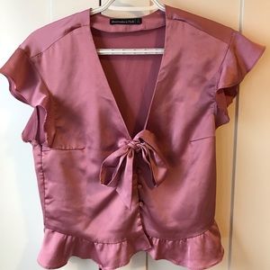 Abercrombie & Fitch | Pink Satin Bow Short Top
